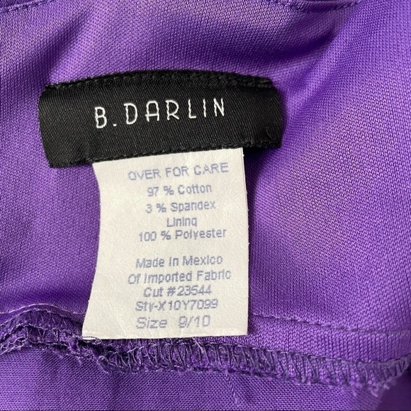 B. Darlin Purple Fitted Panel Wide Strap Dress Back Zip Junior Size 9/10 - Picture 5 of 8